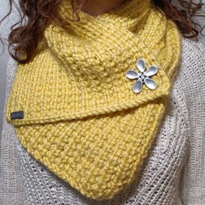 Tour de cou jaune pailleté bouton amovible