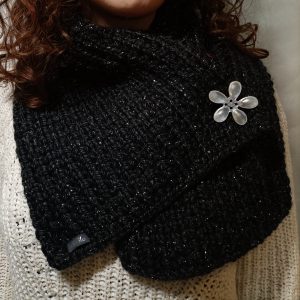 Tour de cou noir pailleté Bouton amovible
