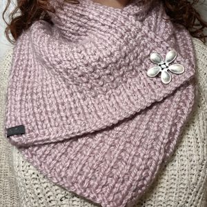 Tour de cou rose pailleté bouton amovible